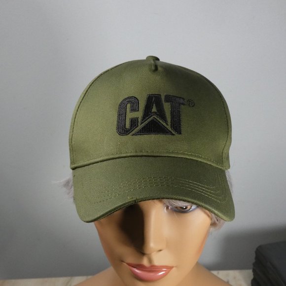Caterpillar - CAT logo ball cap Army green with black logos - Picture 6 of 9